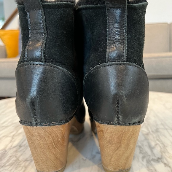 No. 6 Shearling Clog Boot High Heel in Black Suede Size 37 - Picture 4 of 7